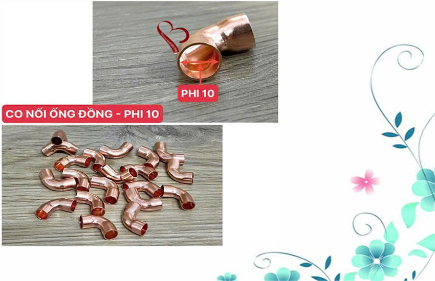 Cút góc nối ống đồng điều hòa phi 10 (co góc phi 10)